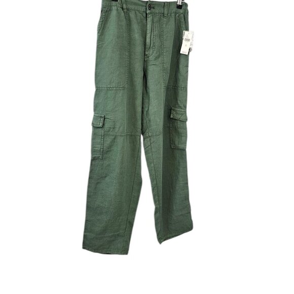 Anthropologie Pilcro Slim Linen Blend Beach Cargo Pants, Green, Size XS, NWT - Picture 9 of 10